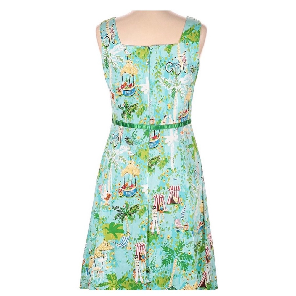 Signature by Sangria Seafoam Tropical Print A-Line Dress